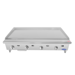 CookRite ATTG-48 48"W Heavy Duty Countertop Gas Griddle With Stainless Steel Finish And Control Knobs