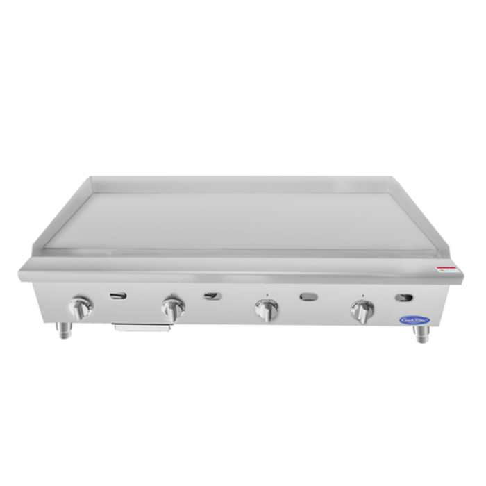 CookRite ATTG-48 48"W Heavy Duty Countertop Gas Griddle With Stainless Steel Finish And Control Knobs