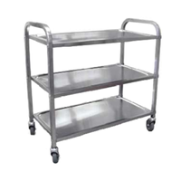 Alt Tag: OMCAN 24419 Stainless Steel Utility Bussing Cart 99.2 lbs Capacity 3-shelf commercial service cart with casters