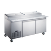 Refrigerated Pizza Prep Table With Two Doors And Generous Work Surface For Commercial Kitchens.