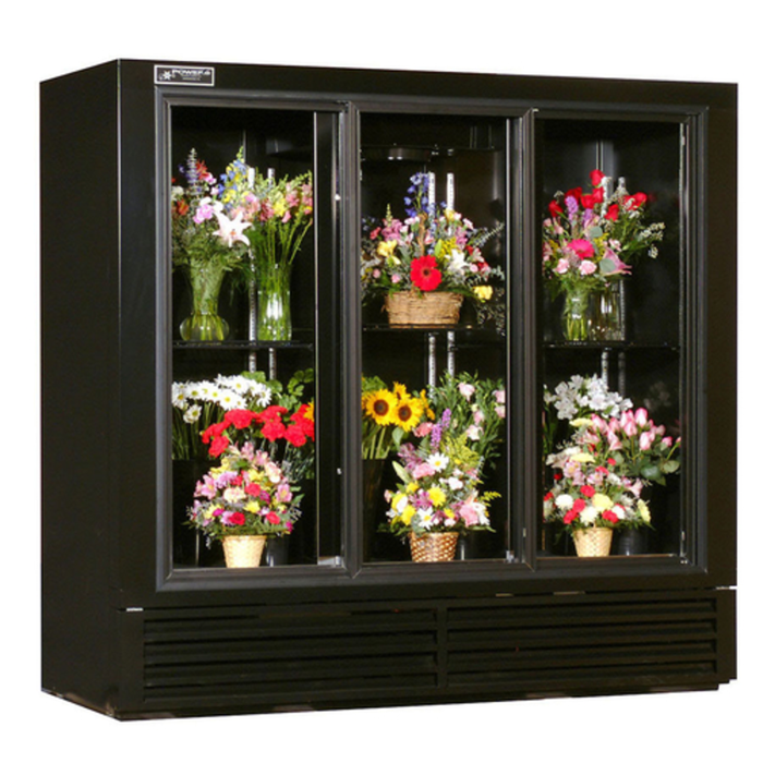 Powers FS77GDHC 77"W Three-Section Sliding Door Floral Merchandiser