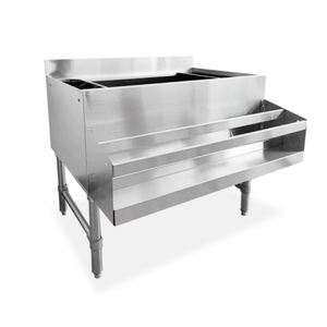 Alt Tag: Omcan 47519 Commercial 18.5-inch 80 lbs Underbar Ice Bin and Cocktail Station stainless steel underbar ice bin