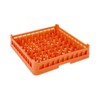 Fagor 19000487 20x20 Peg Combination Commercial Dishwasher Rack in bright orange for efficient dishwashing operations.