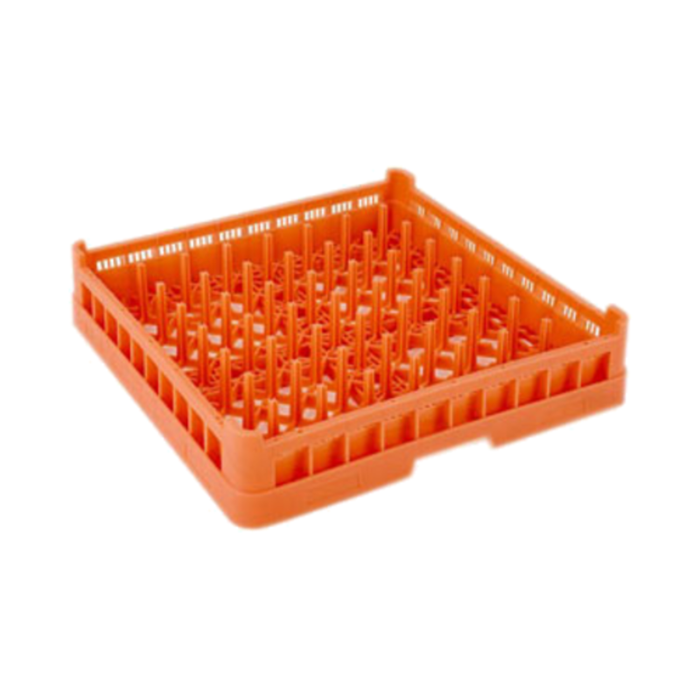 Fagor 19000487 20x20 Peg Combination Commercial Dishwasher Rack in bright orange for efficient dishwashing operations.