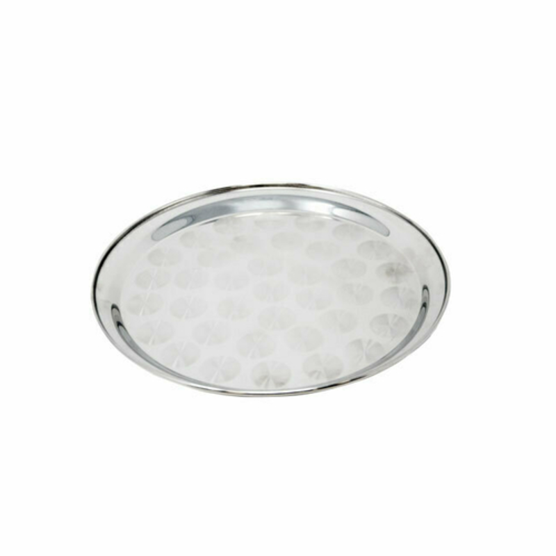 Alt Tag: Omcan 80811 Stainless Steel Display Tray 17.5x12 Inch Buffet Serving round stainless steel serving tray for buffet display