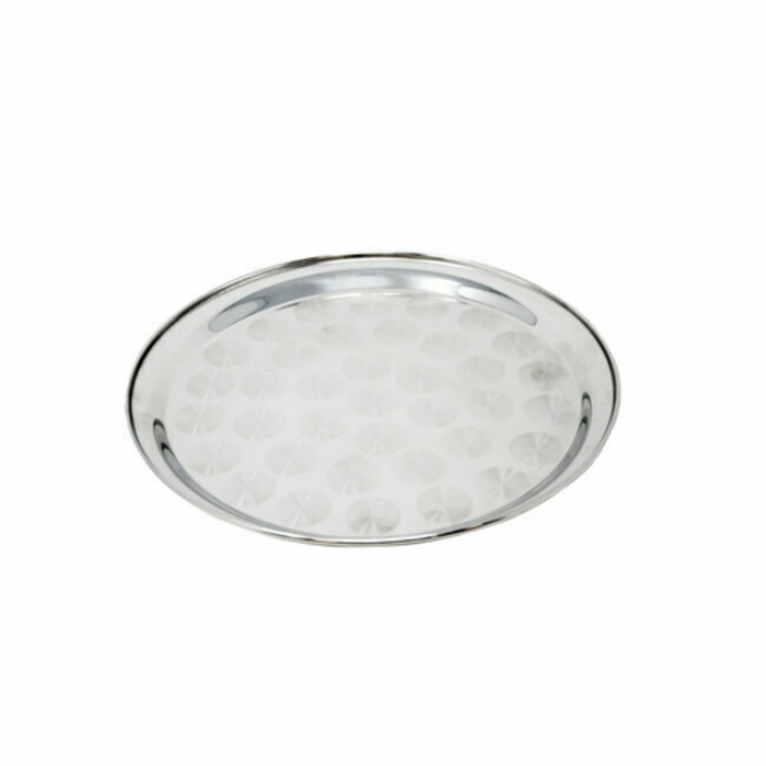Alt Tag: Omcan 80811 Stainless Steel Display Tray 17.5x12 Inch Buffet Serving round stainless steel serving tray for buffet display