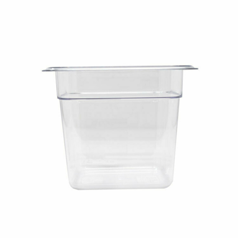Omcan 80048 4 qt plastic food pan for commercial kitchens, ideal for prep and storage in busy environments.