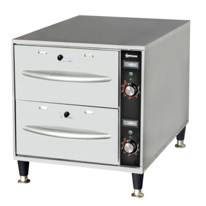 Omcan 48884 (FW-CN-0002) Freestanding Two-Drawer Narrow Warming Drawer