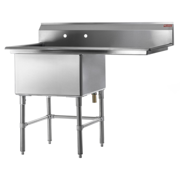 Rosko RO-SS-2424-R24 50.5" x 29.5" One Compartment Sink Right Drainboard
