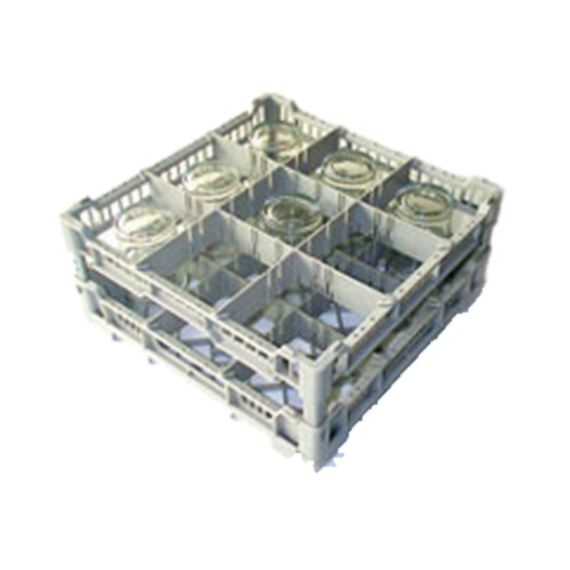 Alt Tag: Lamber CC00121 Dishwasher Glass Rack 15.5" x 15.5" 9 Glass Capacity gray 9-compartment commercial glasswasher rack