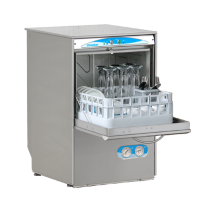 Lamber S480EKDPS High-Temp Undercounter Glasswasher 60 Baskets Per Hour undercounter glasswasher with rack of glasses