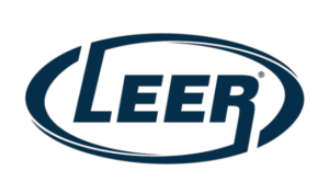 LEER logo in blue on a white background