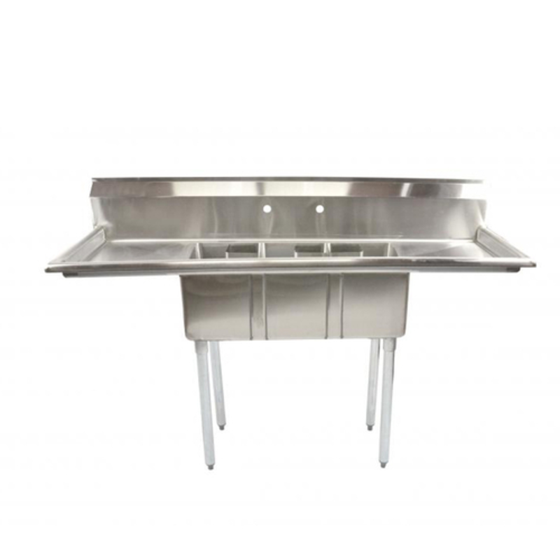 OMCAN 39764 Three Compartment Stainless Steel Sink With Space-Saving Design And Durable Construction