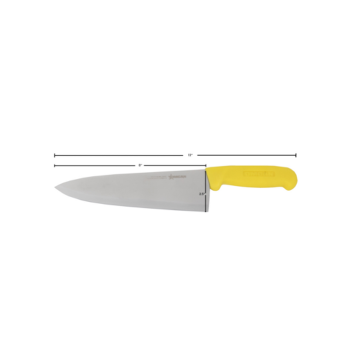 Omcan 12016 8" Chef Knife with Polypropylene Yellow Handle