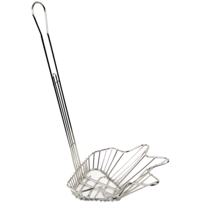 Omcan 80387 Nickel-Plated Fryer Basket With Heat-Resistant Handle And Drain Hook