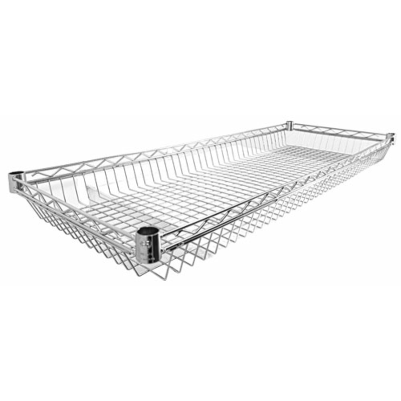 Panier d’exposition commercial Omcan 47324 pour marchandises de détail, panier d’exposition en fil chromé pour collations et articles impulsifs