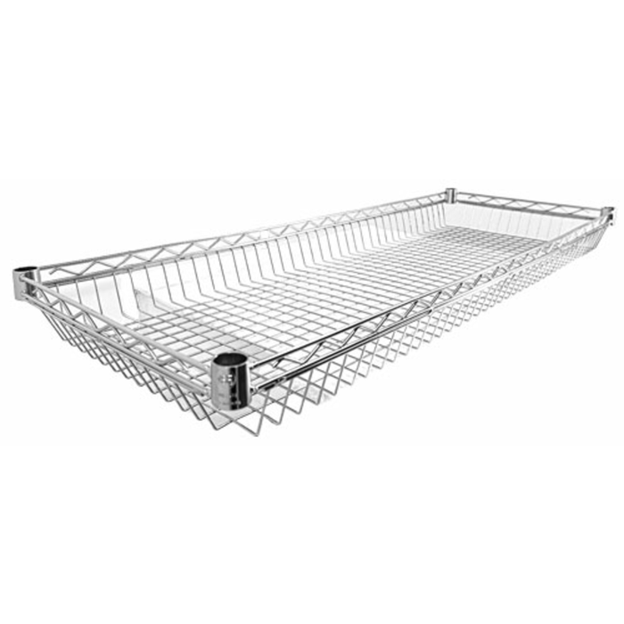 Panier d’exposition commercial Omcan 47324 pour marchandises de détail, panier d’exposition en fil chromé pour collations et articles impulsifs