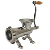 Alt Tag: Omcan 44418 Manual Meat Grinder 2-3 Pounds Per Minute Capacity stainless steel #12 manual grinder with hand crank