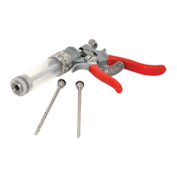 Omcan 10080 Adjustable Capacity Dial-O-Matic Meat Marinade Injector with red handle and stainless needles