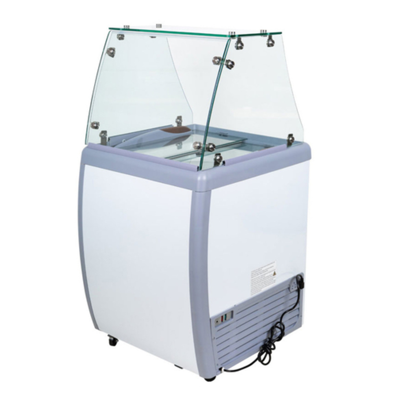 Omcan 44590 26" Gelato Ice Cream Dipping Display Freezer With Glass Top For Easy Access