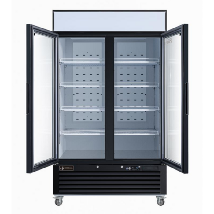 Versa Premier C2-48GDVCP 47.2" Two-Door Glass Merchandiser Refrigerator With Open Doors And Shelves