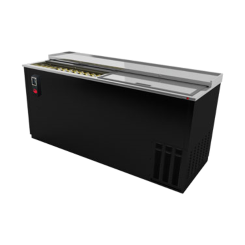 FAGOR Slide Top Bottle Cooler with a sleek black design and slide-top for easy access to chilled beverages.