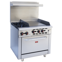 Omcan 46026 36" Gas Range with 2 Burners & 24" Griddle