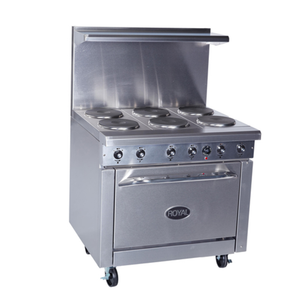 Royal RRE-6-C 36" Electric Restaurant Range with 6 Hotplates & Convection Oven