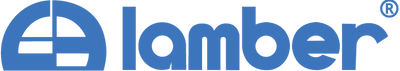 Lamber logo in blue on a white background