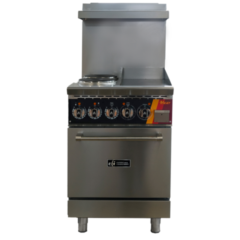24 Inch Electric Restaurant Range with Griddle and Multiple Burners for Commercial Kitchen Use
