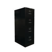 Alt Tag: OMCAN 13074 Four-Drawer Vertical Legal Filing Cabinet for Office, black metal vertical file cabinet with 4 drawers for office storage