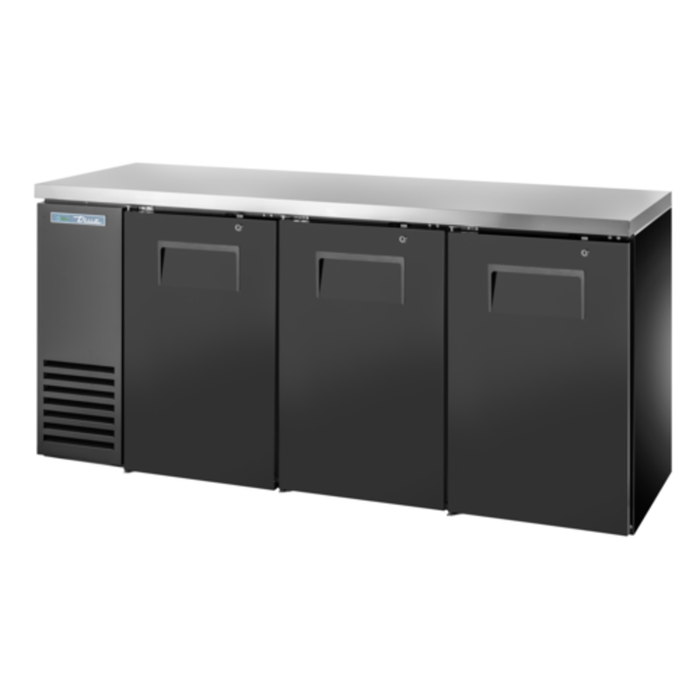Réfrigérateur de bar arrière True TBB24-72-3S-Z1-SFT-B-1 de 72 pouces avec portes pleines