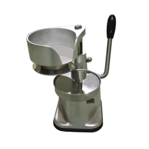 Alt Tag: Trento 11426 Manual Hamburger Patty Press 4" Diameter Capacity top-down patty maker press with handle for uniform 4-inch patties