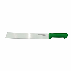 Alt Tag: Omcan 18739 Produce Knife with 3-Inch Stainless Steel Blade, stainless steel blade and green handle for commercial kitchen prep