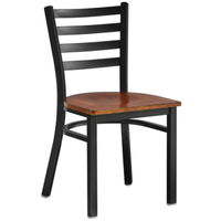 Omcan 47594 15.75-inch Side Indoor Dining Chair - Natural Beechwood Finish, black ladder-back restaurant chair with wood seat