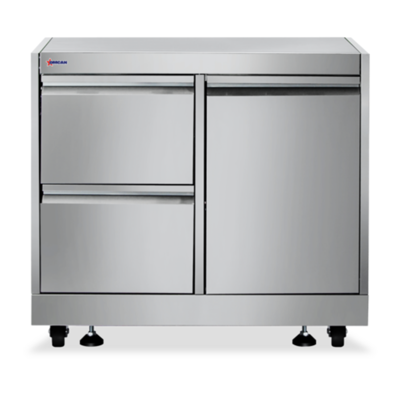 Omcan 47877 32" Stainless Steel Equipment Stand With Drawers For Commercial Kitchens