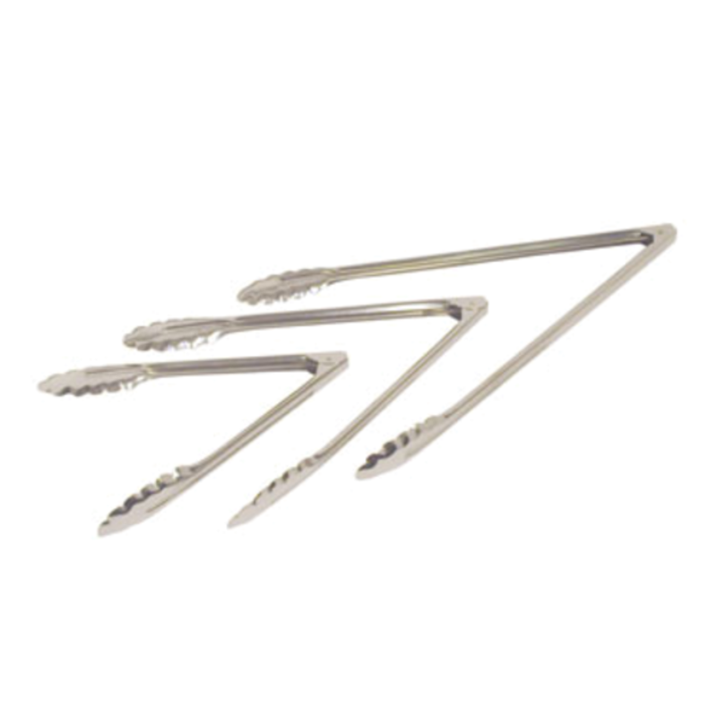 16-Inch Stainless Steel Utility Tongs Set On White Background, Ideal For Grill And Kitchen Serving Needs.