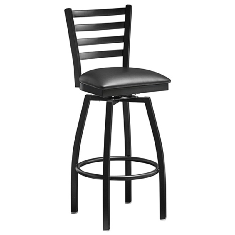 Tag alternatif : Omcan 47593 tabouret pivotant en plastique de 16,5 pouces avec base ajustable, tabouret pivotant noir avec dossier et repose-pieds