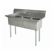 OMCAN 43765 59" Three Compartment Stainless Steel Commercial Pot Sink