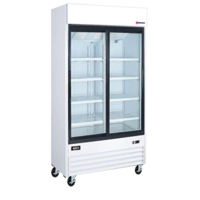 OMCAN 50127 40" 31.5 cu.ft. Two-Section Glass Sliding Door Merchandiser Refrigerator