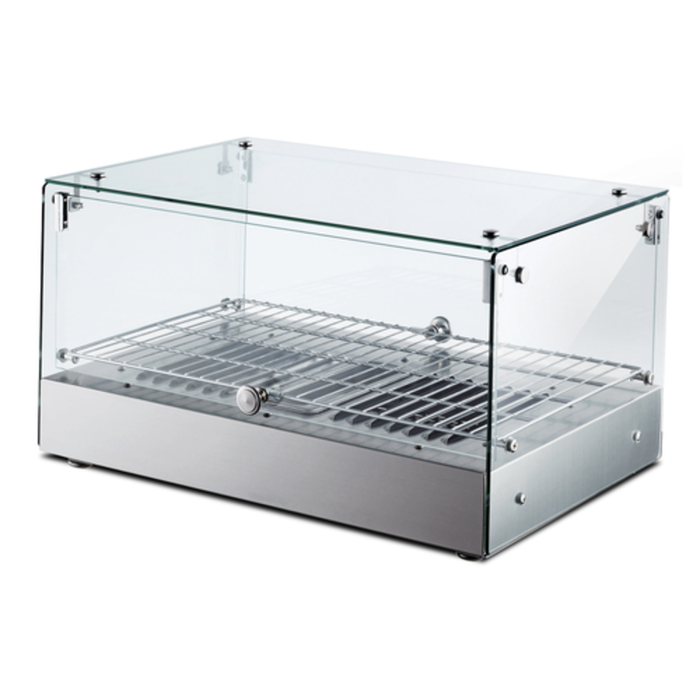 Alt Tag: OMCAN 41869 35L Countertop Hot Food Display Warmer Merchandiser glass countertop warmer display case for pastries and pretzels