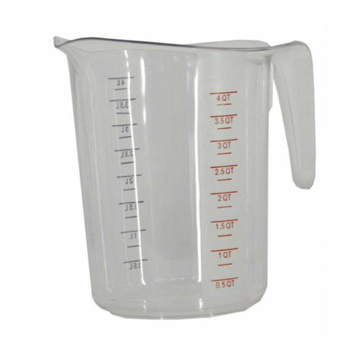Omcan 80574 4 Quart (3800ml) Clear Polycarbonate Stackable Measuring Cup