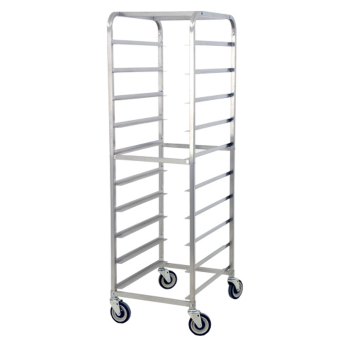 Alt Tag: Omcan 13501 Heavy-Duty Universal Aluminum 15 Pan Capacity Rack, commercial kitchen pan rack trolley with casters