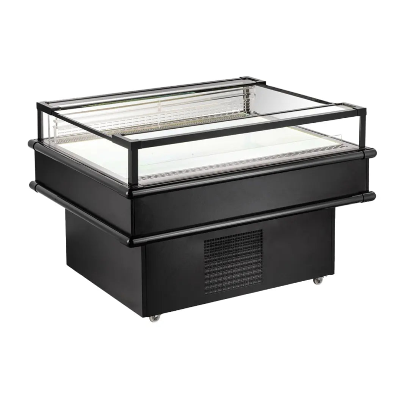Ancaster Island Display Freezer 500L For Merchandising Frozen Products In Retail Settings.