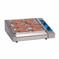 Antunes HDC-30A 30 Hot Dog Capacity Electric Grill With Juicy Hot Dogs Grilling Perfectly On Slanted Rails