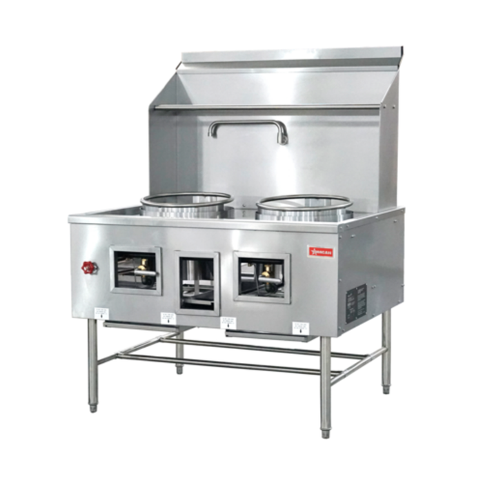 Omcan 48671 48"W Natural Gas Two Chamber Wok Range