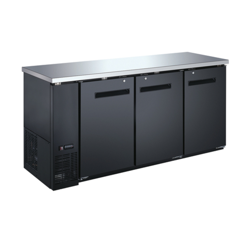OMCAN 73-Inch Solid Door Back Bar Bottle Cooler For Organized Beverage Service Behind The Bar.