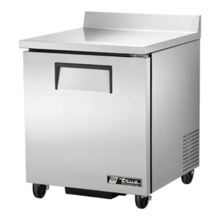 Stainless Steel Worktop Refrigerator With Solid Door And Wheels For Easy Mobility