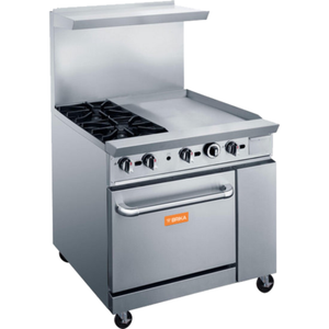 Brika BGR-2B-G24 36"W Gas Restaurant Range with 2 Burners & Griddle
