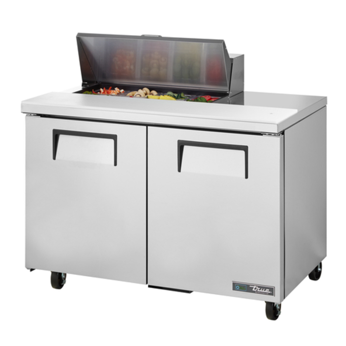 Table de préparation à salade/sandwich True TSSU-48-08-HC, 122 cm, portes pleines